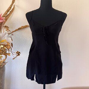 Black Whimsygoth Babydoll Top with Split Hem XS